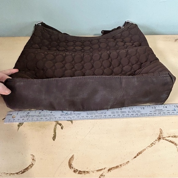 Vera Bradley Brown Quilted Floral Lined Hobo Purse Bag - Picture 8 of 13